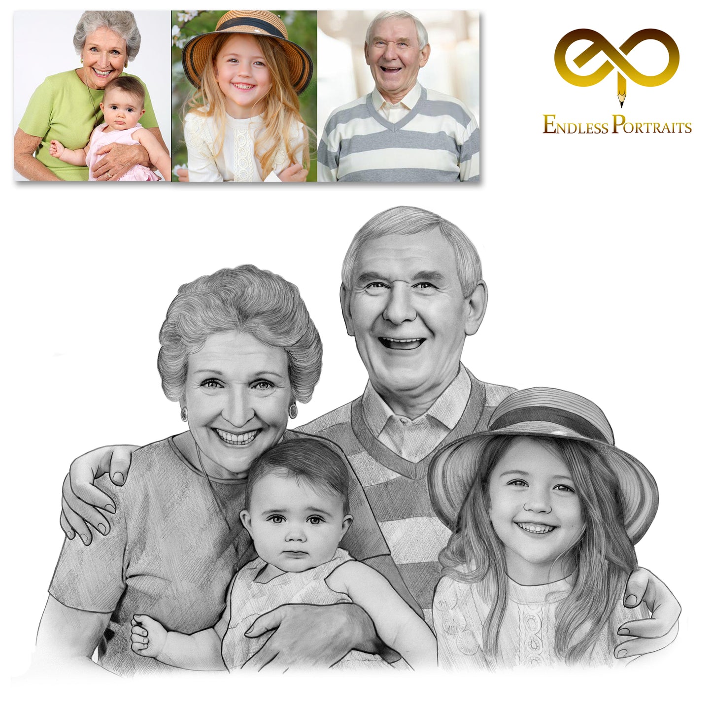 Highly Detailed Charcoal Pencil Portrait - UK