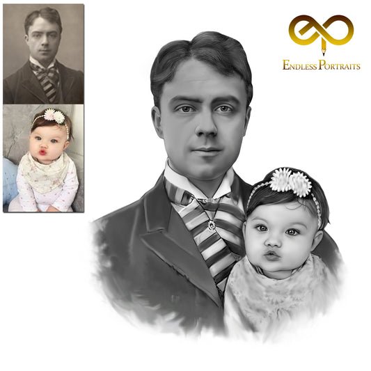 Digital Black and White Oil Painting - UK